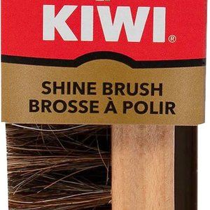 KIWI 5.5" Shoe Boot SHINE BRUSH 100% HorseHair brown bristles Wood Handle 19400